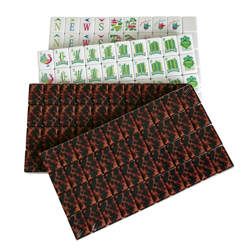 Amber Tortoise Heritage American Mahjong Set by USA Mahjong Co. featuring 166 weighted tiles with classic shell backs and modern compass design.