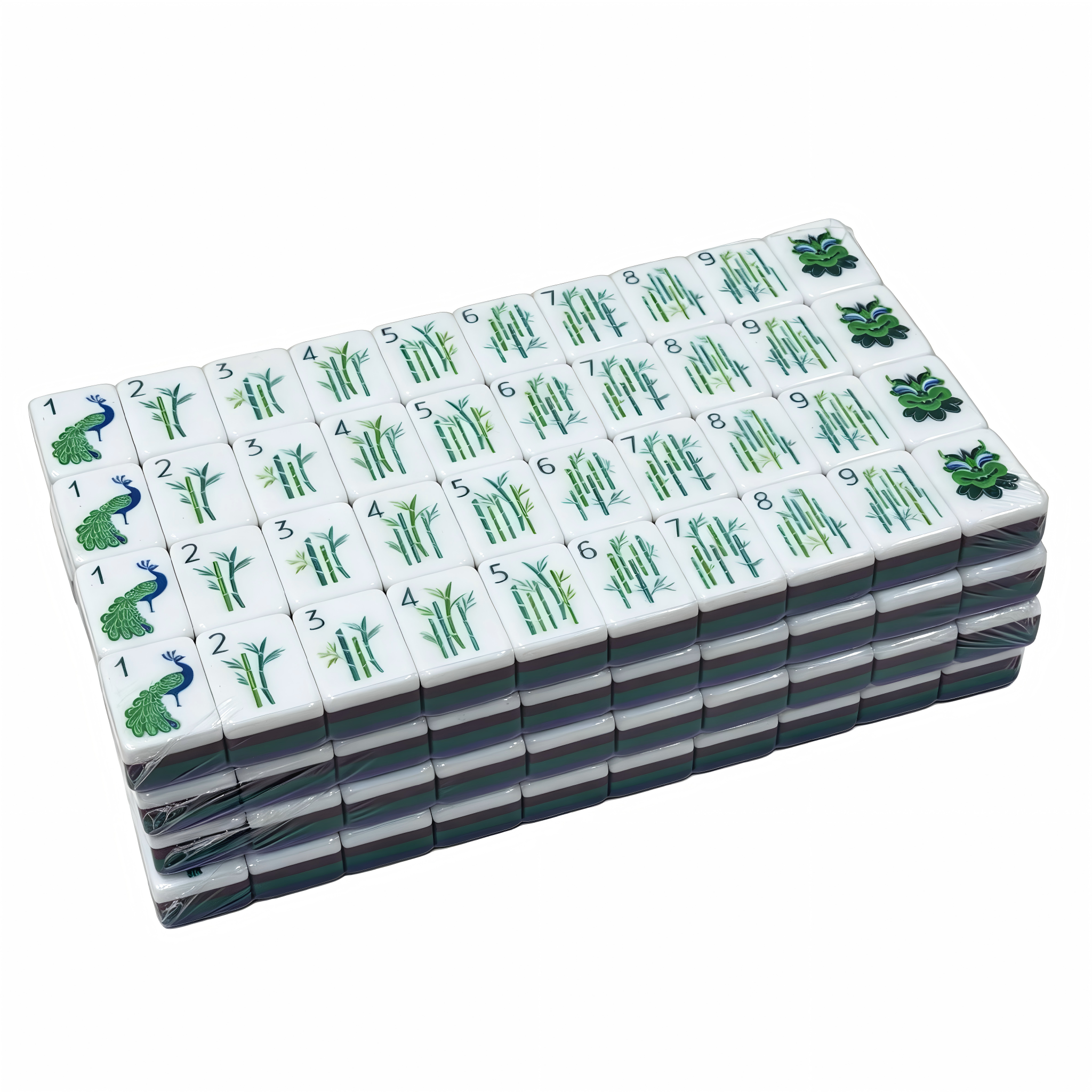 American Mahjong Set by USA Mahjong Co. featuring 166 weighted tiles with shimmering purple glitter backs and jokers.