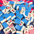Azure Line Melamine NMJL American Mahjong Set - 166 White Tiles with Blue Backs Jokers and Flowers