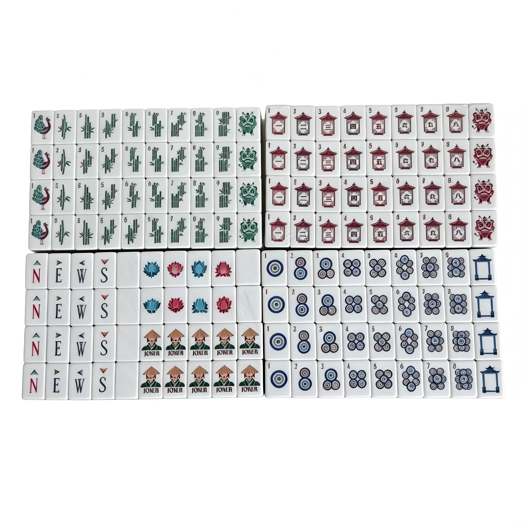 Olive Grove Classic American Mahjong Set by USA Mahjong Co. with 166 weighted acrylic tiles featuring earthy sage green backs.