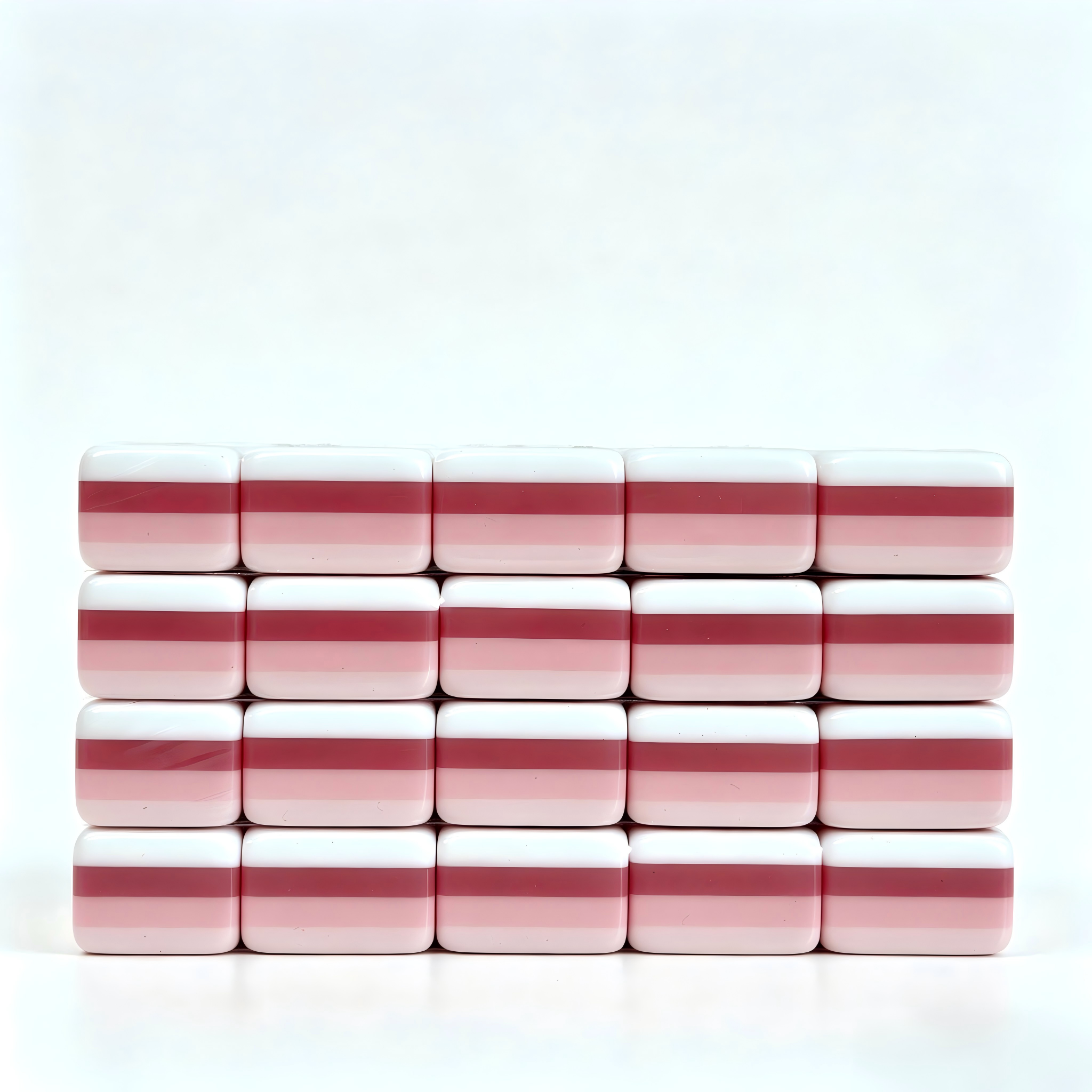 Pink Peony luxury American Mahjong set by USA Mahjong Co. features 166 solid blush acrylic tiles with pink backs and joker tiles.