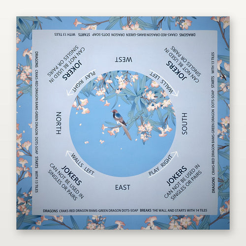 Light blue American Mahjong Mat by USA Mahjong Co., 800mm size with non-slip 3mm rubber, part of Serene Collection.