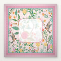 Pink floral American Mahjong Mat by USA Mahjong Co., 800mm non-slip rubber with spring sparrow design from Charleston Collection.